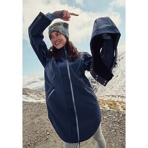 Free People Moon Magic Reflective Rain Parka Navy Size M